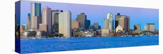 Panoramic of Boston Harbor and the Boston skyline at sunrise as seen from South Boston, Massachu...-null-Stretched Canvas