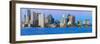 Panoramic of Boston Harbor and the Boston skyline at sunrise as seen from South Boston, Massachu...-null-Framed Photographic Print