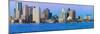 Panoramic of Boston Harbor and the Boston skyline at sunrise as seen from South Boston, Massachu...-null-Mounted Photographic Print