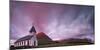 Panoramic of church of Vidareidi at sunrise, Vidoy island, Faroe Islands, Denmark-Roberto Moiola-Mounted Photographic Print