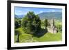 Panoramic of medieval Abbey of San Pietro in Vallate from drone, Piagno, Sondrio province, Lower Va-Roberto Moiola-Framed Photographic Print