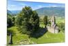 Panoramic of medieval Abbey of San Pietro in Vallate from drone, Piagno, Sondrio province, Lower Va-Roberto Moiola-Mounted Photographic Print