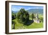 Panoramic of medieval Abbey of San Pietro in Vallate from drone, Piagno, Sondrio province, Lower Va-Roberto Moiola-Framed Photographic Print