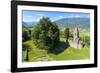 Panoramic of medieval Abbey of San Pietro in Vallate from drone, Piagno, Sondrio province, Lower Va-Roberto Moiola-Framed Photographic Print