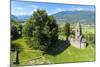 Panoramic of medieval Abbey of San Pietro in Vallate from drone, Piagno, Sondrio province, Lower Va-Roberto Moiola-Mounted Photographic Print