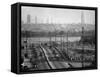 Panoramic of New York City Skyline Seen from New Jersey-Andreas Feininger-Framed Stretched Canvas