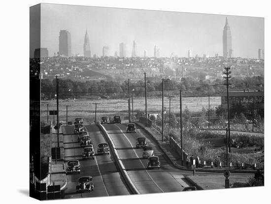 Panoramic of New York City Skyline Seen from New Jersey-Andreas Feininger-Stretched Canvas