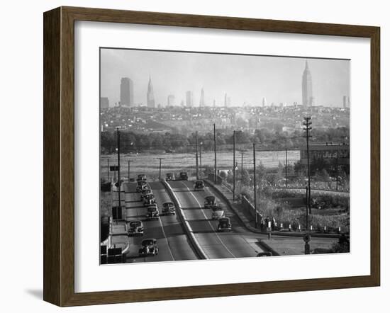 Panoramic of New York City Skyline Seen from New Jersey-Andreas Feininger-Framed Photographic Print