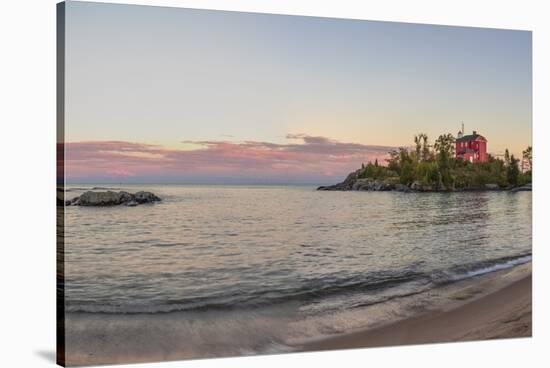 Panoramic of the Marquette Harbor Lighthouse on Lake Superior in Marquette, Michigan USA-Chuck Haney-Stretched Canvas