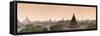 Panoramic of the Temples at Bagan (Pagan) at Sunset, Myanmar (Burma), Asia-Stephen Studd-Framed Stretched Canvas