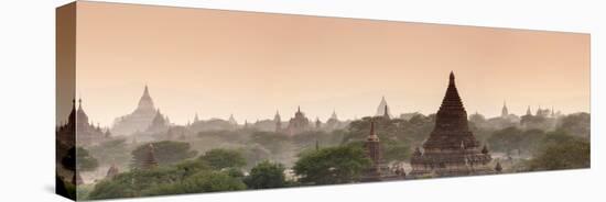 Panoramic of the Temples at Bagan (Pagan) at Sunset, Myanmar (Burma), Asia-Stephen Studd-Stretched Canvas