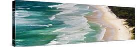 Panoramic Photo of Surfers Heading Out to Surf on Tallow Beach at Cape Byron Bay, Australia-Matthew Williams-Ellis-Stretched Canvas