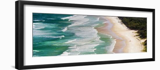 Panoramic Photo of Surfers Heading Out to Surf on Tallow Beach at Cape Byron Bay, Australia-Matthew Williams-Ellis-Framed Premium Photographic Print