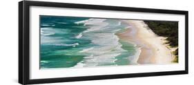 Panoramic Photo of Surfers Heading Out to Surf on Tallow Beach at Cape Byron Bay, Australia-Matthew Williams-Ellis-Framed Premium Photographic Print