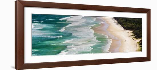 Panoramic Photo of Surfers Heading Out to Surf on Tallow Beach at Cape Byron Bay, Australia-Matthew Williams-Ellis-Framed Premium Photographic Print