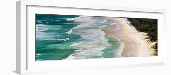 Panoramic Photo of Surfers Heading Out to Surf on Tallow Beach at Cape Byron Bay, Australia-Matthew Williams-Ellis-Framed Photographic Print