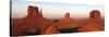 Panoramic Photo of the Mittens at Dusk, Monument Valley Navajo Tribal Park, Utah, USA-Peter Barritt-Stretched Canvas