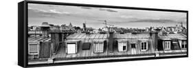 Panoramic Rooftops View, Black and White Photography, Sacre-Cœur Basilica, Paris, France-Philippe Hugonnard-Framed Stretched Canvas