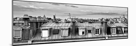 Panoramic Rooftops View, Black and White Photography, Sacre-Cœur Basilica, Paris, France-Philippe Hugonnard-Mounted Photographic Print