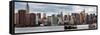 Panoramic Skyline Manhattan with Empire State Building and Chrysler Building-Philippe Hugonnard-Framed Stretched Canvas