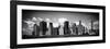 Panoramic Skyline of Manhattan, Black and White Photography, Financial District, New York, US-Philippe Hugonnard-Framed Art Print