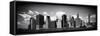 Panoramic Skyline of Manhattan, Black and White Photography, Financial District, New York, US-Philippe Hugonnard-Framed Stretched Canvas