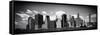 Panoramic Skyline of Manhattan, Black and White Photography, Financial District, New York, US-Philippe Hugonnard-Framed Stretched Canvas