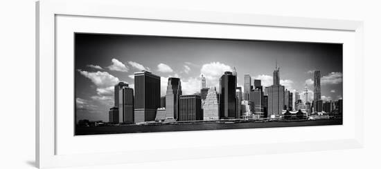 Panoramic Skyline of Manhattan, Black and White Photography, Financial District, New York, US-Philippe Hugonnard-Framed Premium Giclee Print