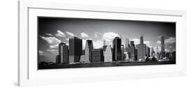 Panoramic Skyline of Manhattan, Black and White Photography, Financial District, New York, US-Philippe Hugonnard-Framed Premium Giclee Print