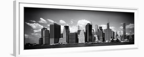Panoramic Skyline of Manhattan, Black and White Photography, Financial District, New York, US-Philippe Hugonnard-Framed Premium Giclee Print
