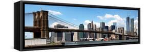 Panoramic Skyline of New York City, Manhattan and Brooklyn Bridge, One World Trade Center, US-Philippe Hugonnard-Framed Stretched Canvas