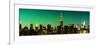 Panoramic Skyline of the Skyscrapers of Manhattan by Green Night from Brooklyn-Philippe Hugonnard-Framed Photographic Print