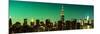 Panoramic Skyline of the Skyscrapers of Manhattan by Green Night from Brooklyn-Philippe Hugonnard-Mounted Photographic Print