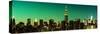 Panoramic Skyline of the Skyscrapers of Manhattan by Green Night from Brooklyn-Philippe Hugonnard-Stretched Canvas