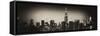 Panoramic Skyline of the Skyscrapers of Manhattan by Night from Brooklyn-Philippe Hugonnard-Framed Stretched Canvas