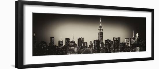 Panoramic Skyline of the Skyscrapers of Manhattan by Night from Brooklyn-Philippe Hugonnard-Framed Photographic Print