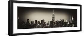 Panoramic Skyline of the Skyscrapers of Manhattan by Night from Brooklyn-Philippe Hugonnard-Framed Photographic Print