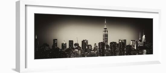 Panoramic Skyline of the Skyscrapers of Manhattan by Night from Brooklyn-Philippe Hugonnard-Framed Photographic Print