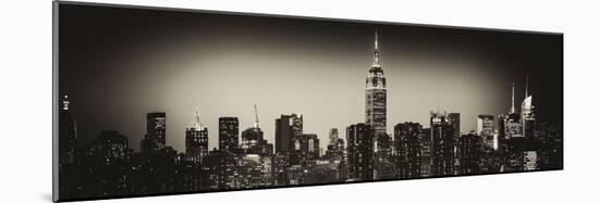 Panoramic Skyline of the Skyscrapers of Manhattan by Night from Brooklyn-Philippe Hugonnard-Mounted Photographic Print