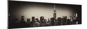 Panoramic Skyline of the Skyscrapers of Manhattan by Night from Brooklyn-Philippe Hugonnard-Mounted Photographic Print