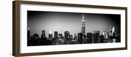 Panoramic Skyline of the Skyscrapers of Manhattan by Night from Brooklyn-Philippe Hugonnard-Framed Photographic Print