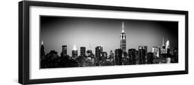 Panoramic Skyline of the Skyscrapers of Manhattan by Night from Brooklyn-Philippe Hugonnard-Framed Photographic Print