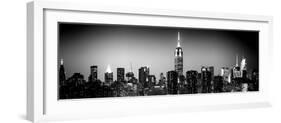 Panoramic Skyline of the Skyscrapers of Manhattan by Night from Brooklyn-Philippe Hugonnard-Framed Photographic Print