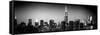 Panoramic Skyline of the Skyscrapers of Manhattan by Night from Brooklyn-Philippe Hugonnard-Framed Stretched Canvas