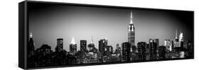 Panoramic Skyline of the Skyscrapers of Manhattan by Night from Brooklyn-Philippe Hugonnard-Framed Stretched Canvas