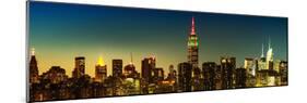 Panoramic Skyline of the Skyscrapers of Manhattan by Nightfall from Brooklyn-Philippe Hugonnard-Mounted Photographic Print