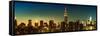 Panoramic Skyline of the Skyscrapers of Manhattan by Nightfall from Brooklyn-Philippe Hugonnard-Framed Stretched Canvas