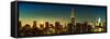 Panoramic Skyline of the Skyscrapers of Manhattan by Nightfall from Brooklyn-Philippe Hugonnard-Framed Stretched Canvas
