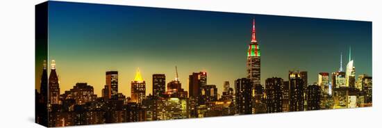 Panoramic Skyline of the Skyscrapers of Manhattan by Nightfall from Brooklyn-Philippe Hugonnard-Stretched Canvas