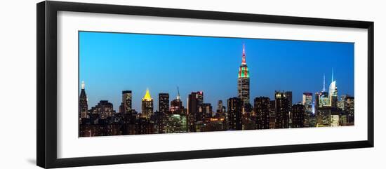 Panoramic Skyline of the Skyscrapers of Manhattan by Nightfall from Brooklyn-Philippe Hugonnard-Framed Photographic Print